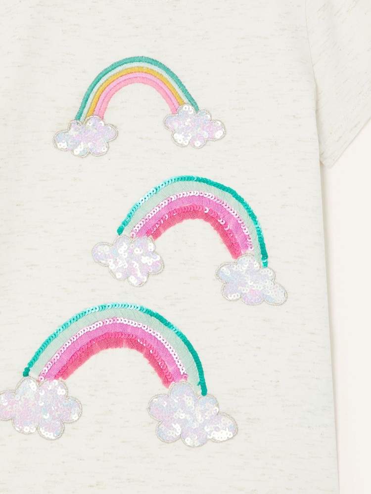 Monsoon White Rainbow Cloud Sequin T-Shirt - Image 2 of 2