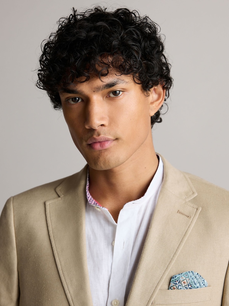 Neutral Regular Fit Linen Blend Blazer - Image 4 of 5