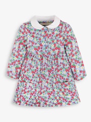 JoJo Maman Bébé Blue Strawberry Print With Pet In Pocket Peter Pan Dress - Image 2 of 4