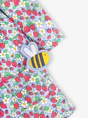 JoJo Maman Bébé Blue Strawberry Print With Pet In Pocket Peter Pan Dress - Image 4 of 4