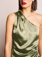Green Satin One Shoulder Top - Image 4 of 6