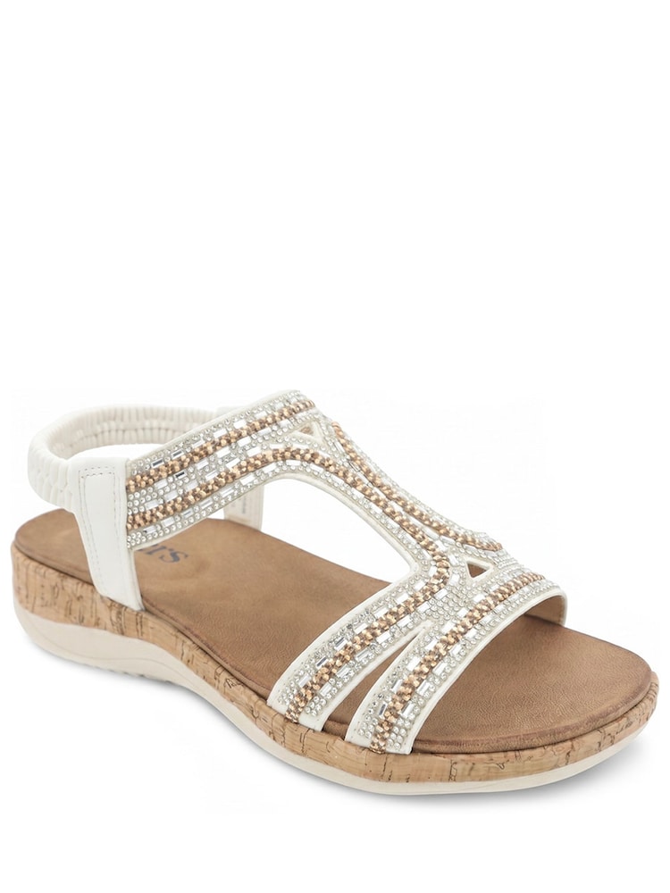 Pavers White Wide Fit Elasticated Sandals - Image 1 of 5