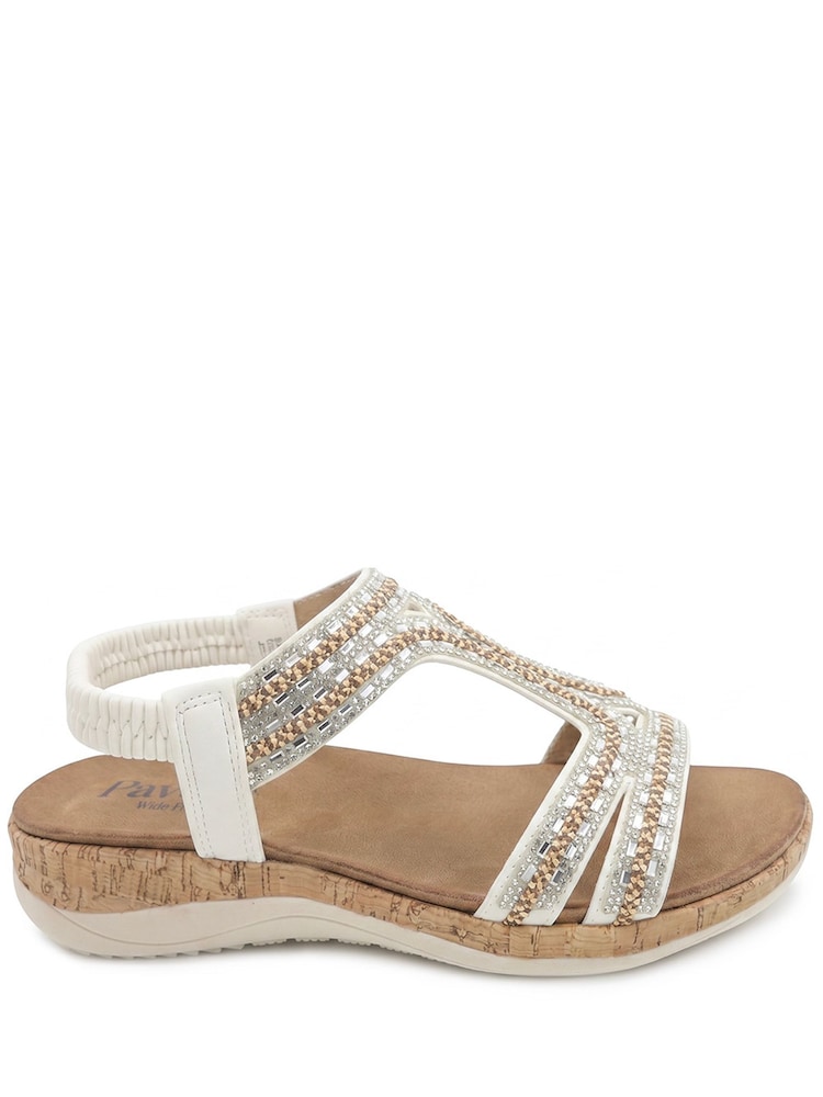 Pavers White Wide Fit Elasticated Sandals - Image 2 of 5