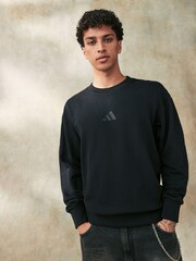 adidas Black ALL SZN French Terry Crew 100% Cotton Sweatshirt - Image 1 of 5