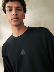 adidas Black ALL SZN French Terry Crew 100% Cotton Sweatshirt - Image 4 of 5