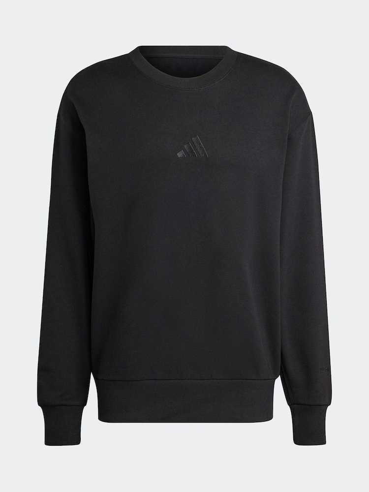 adidas Black ALL SZN French Terry Crew 100% Cotton Sweatshirt - Image 5 of 5