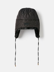 Joules Eira Black Faux Fur Lined Quilted Trapper Hat - Image 5 of 7