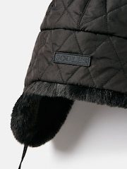 Joules Eira Black Faux Fur Lined Quilted Trapper Hat - Image 7 of 7