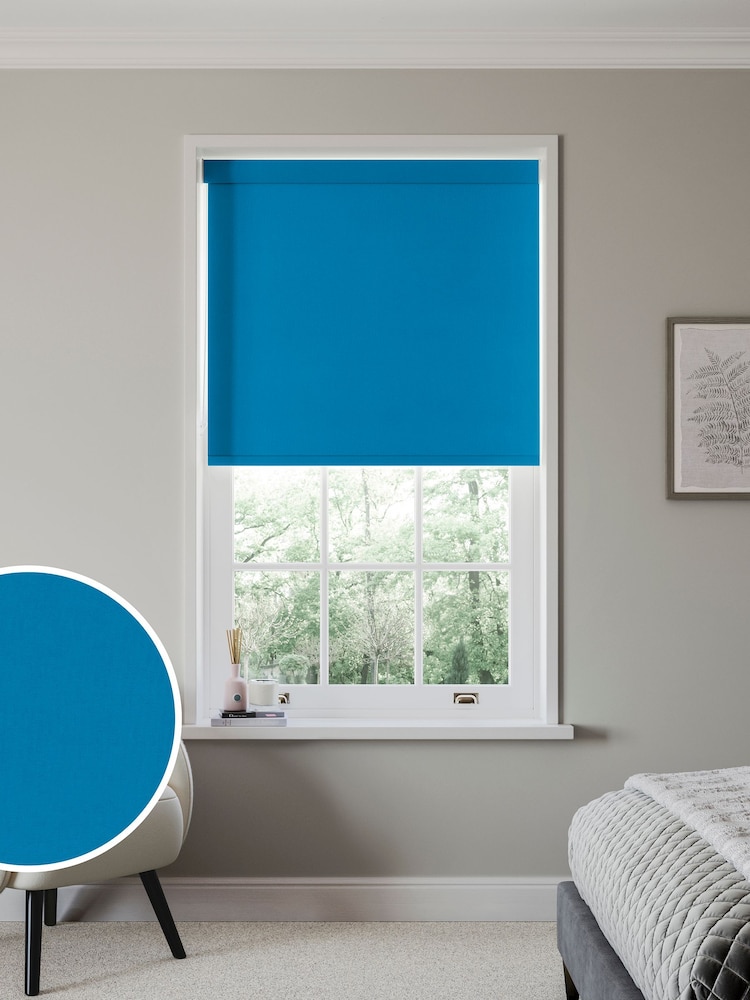 Cyan Blue Solstice Made to Measure Blackout Roller Blind - Image 1 of 6