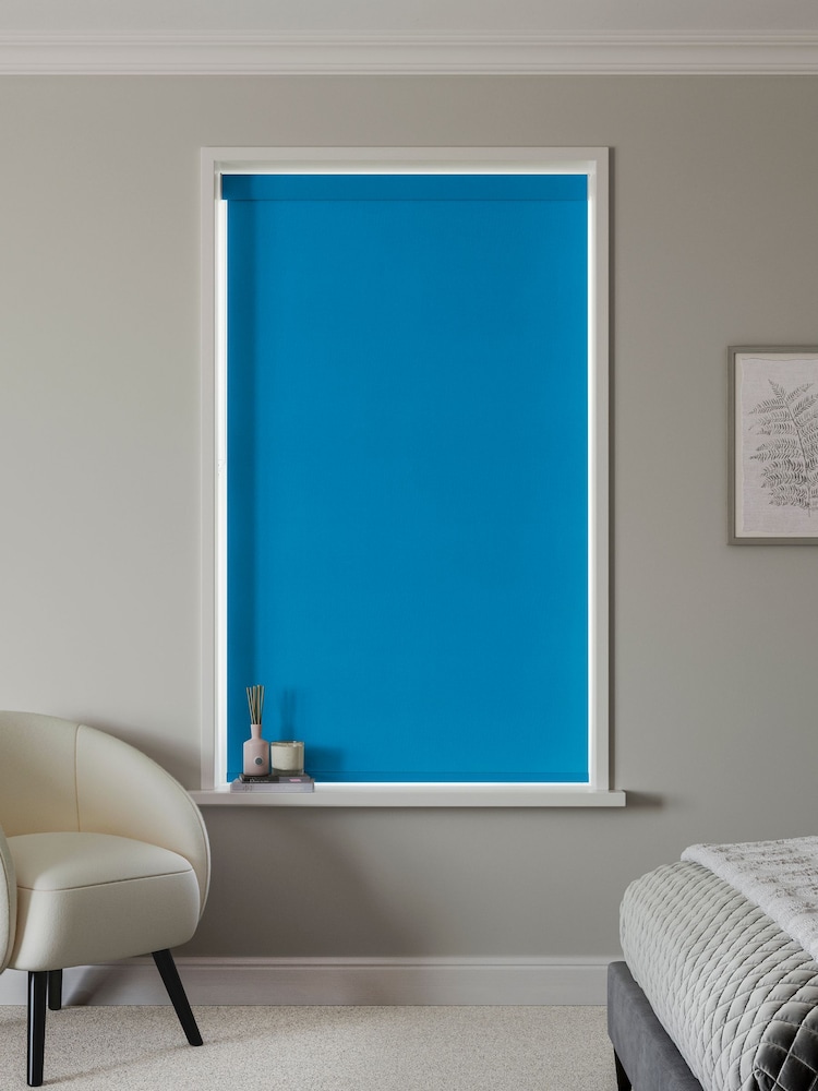 Cyan Blue Solstice Made to Measure Blackout Roller Blind - Image 2 of 6