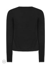 PixieGirl Petite Black Contrast Long Sleeve Cotton T-Shirt - Image 6 of 6
