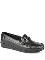 Pavers Black Casual Leather Moccasins - Image 1 of 5
