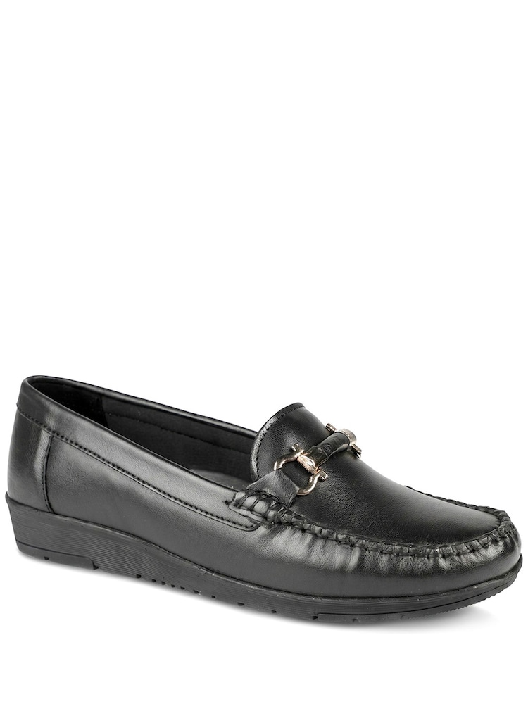 Pavers Black Casual Leather Moccasins - Image 1 of 5