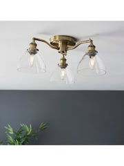 Gallery Home Antique Brass Pierre 3 Bulb Ceiling Light - Image 1 of 3
