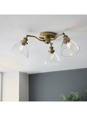 Gallery Home Antique Brass Pierre 3 Bulb Ceiling Light - Image 2 of 3