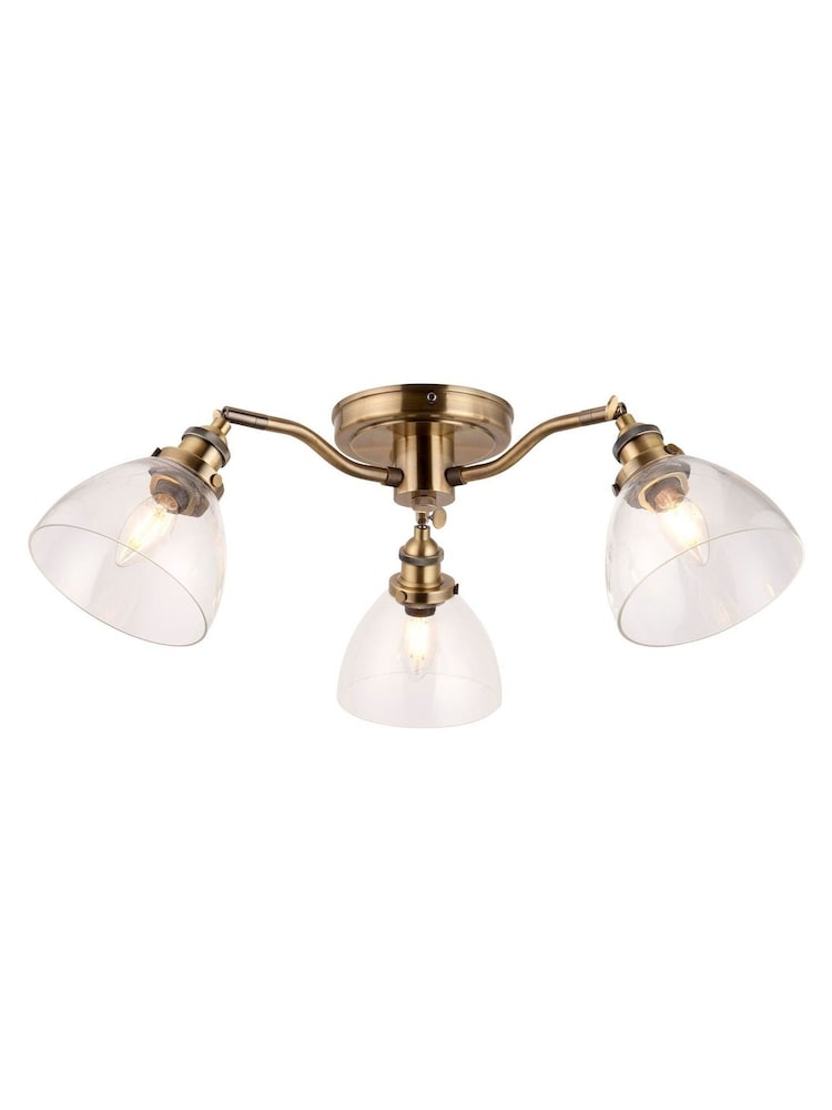 Gallery Home Antique Brass Pierre 3 Bulb Ceiling Light - Image 3 of 3
