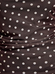 Friends Like These Brown Spot Long Sleeve Drape Mesh Top - Image 5 of 5