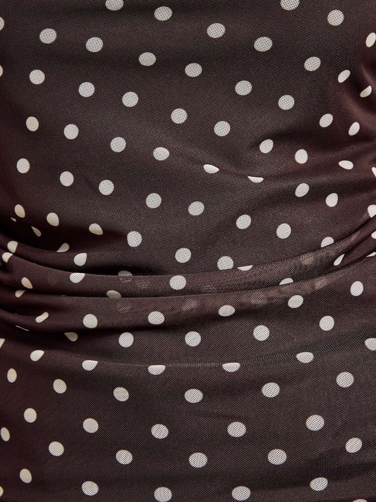 Friends Like These Brown Spot Long Sleeve Drape Mesh Top - Image 5 of 5 Friends Like These Brown Spot Long Sleeve Drape Mesh Top - Image 5 of 5