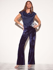 Friends Like These Navy Satin Cowl Neck Top - Image 3 of 6