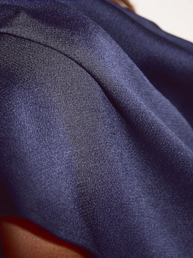 Friends Like These Navy Satin Cowl Neck Top - Image 6 of 6