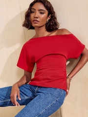 Friends Like These Red Off Shoulder T-Shirt - Image 1 of 5