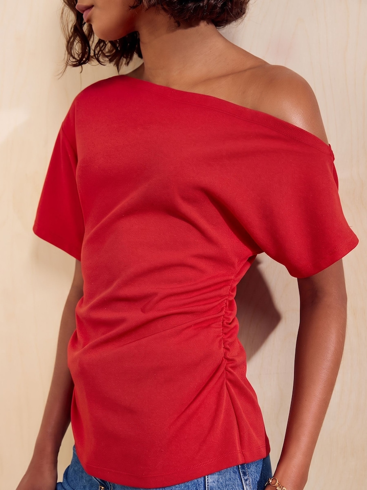Friends Like These Red Off Shoulder T-Shirt - Image 2 of 5 Friends Like These Red Off Shoulder T-Shirt - Image 2 of 5