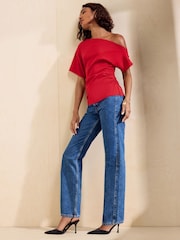 Friends Like These Red Off Shoulder T-Shirt - Image 3 of 5