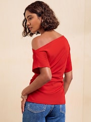Friends Like These Red Off Shoulder T-Shirt - Image 5 of 5