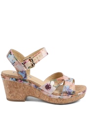 Pavers Natural Patterned Cork Wedge Platform Sandals - Image 2 of 6