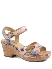 Pavers Natural Patterned Cork Wedge Platform Sandals - Image 3 of 6