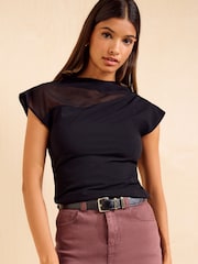 Friends Like These Black Chiffon Mix Top - Image 4 of 6