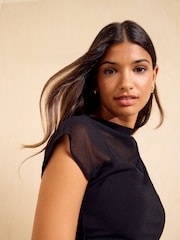Friends Like These Black Chiffon Mix Top - Image 5 of 6