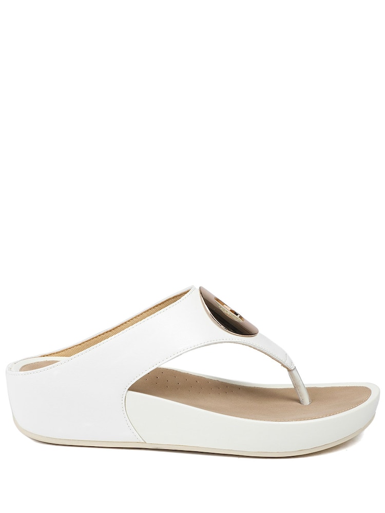Pavers White Wide Fit Toe Post Wedge Sandals - Image 2 of 6