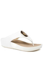 Pavers White Wide Fit Toe Post Wedge Sandals - Image 3 of 6
