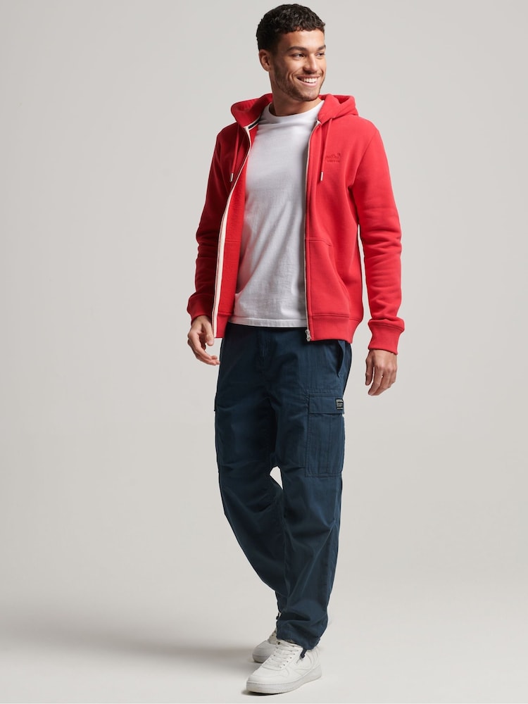Superdry Dark Red Essential Logo Zip-Up Hoodie - Image 1 of 1