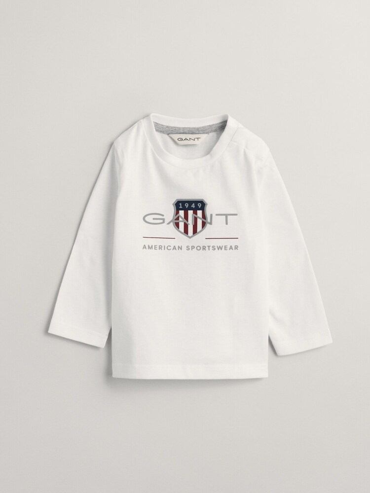 GANT White Shield Logo Baby Long Sleeve T-Shirt - Image 1 of 2