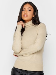 PixieGirl Petite Natural Roll Neck Jumper - Image 1 of 4