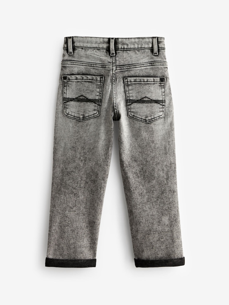 Light Grey Loose Fit Cotton Rich Stretch Jeans (3-17yrs) - Image 2 of 3
