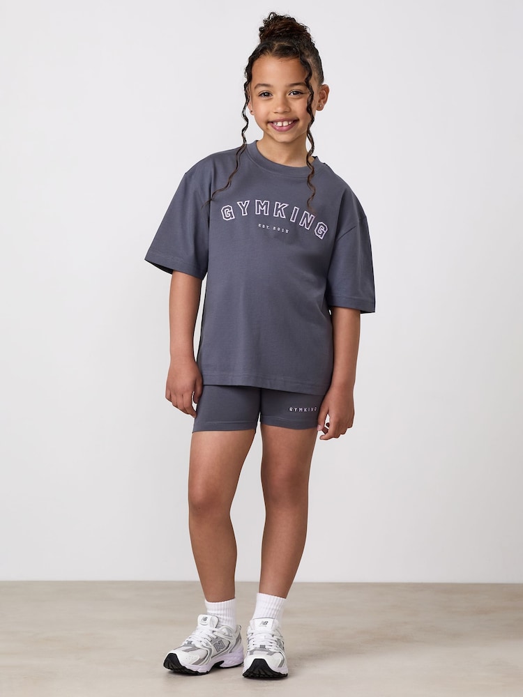 Gym King Grey Junior Shadow 3" Jersey Shorts - Image 1 of 4