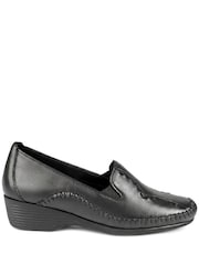 Pavers Black Leather Wedge Loafers - Image 3 of 5