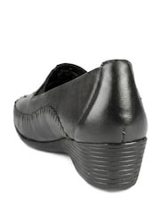 Pavers Black Leather Wedge Loafers - Image 4 of 5