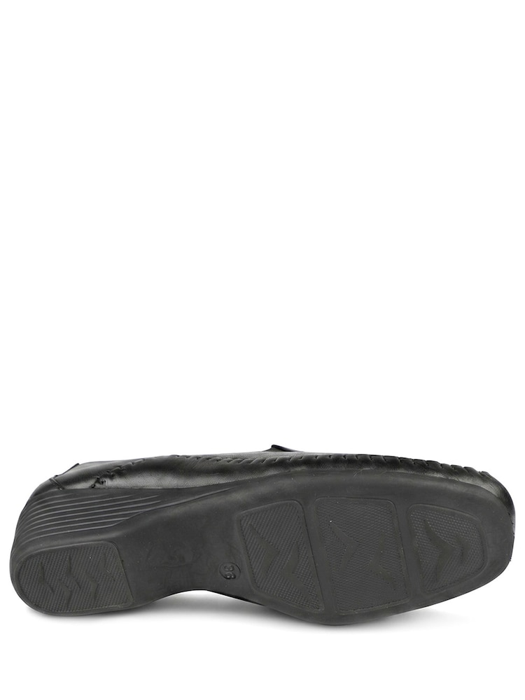 Pavers Black Leather Wedge Loafers - Image 5 of 5
