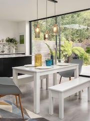White Gloss 4 Seater Bench Dining Table - Image 1 of 5