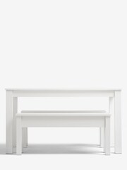 White Gloss 4 Seater Bench Dining Table - Image 2 of 5