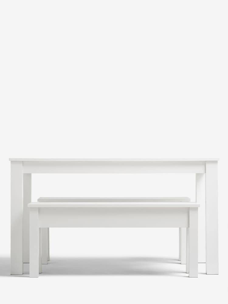 White Gloss 4 Seater Bench Dining Table - Image 2 of 5