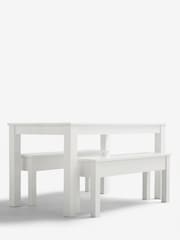 White Gloss 4 Seater Bench Dining Table - Image 3 of 5