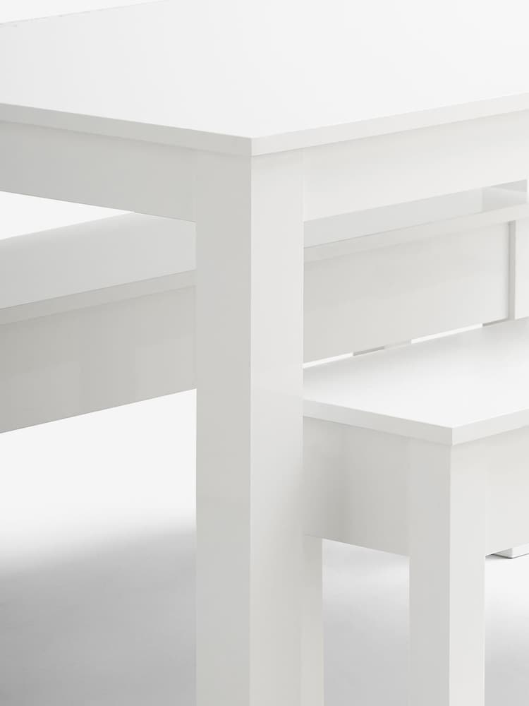 White Gloss 4 Seater Bench Dining Table - Image 5 of 5