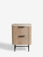 Natural Valencia Marble and Mango Wood 2 Drawer Bedside Table - Image 9 of 10