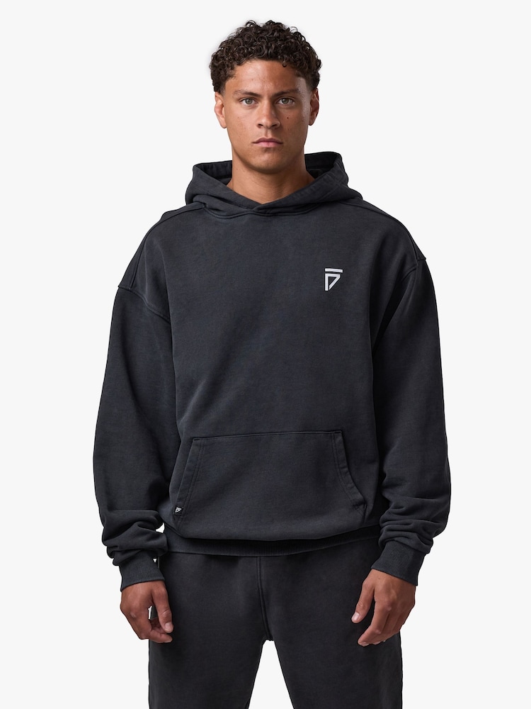 Gym King Black Fight Division Washed Gothic Hoodie - Image 1 of 4 Gym King Black Fight Division Washed Gothic Hoodie - Image 1 of 4