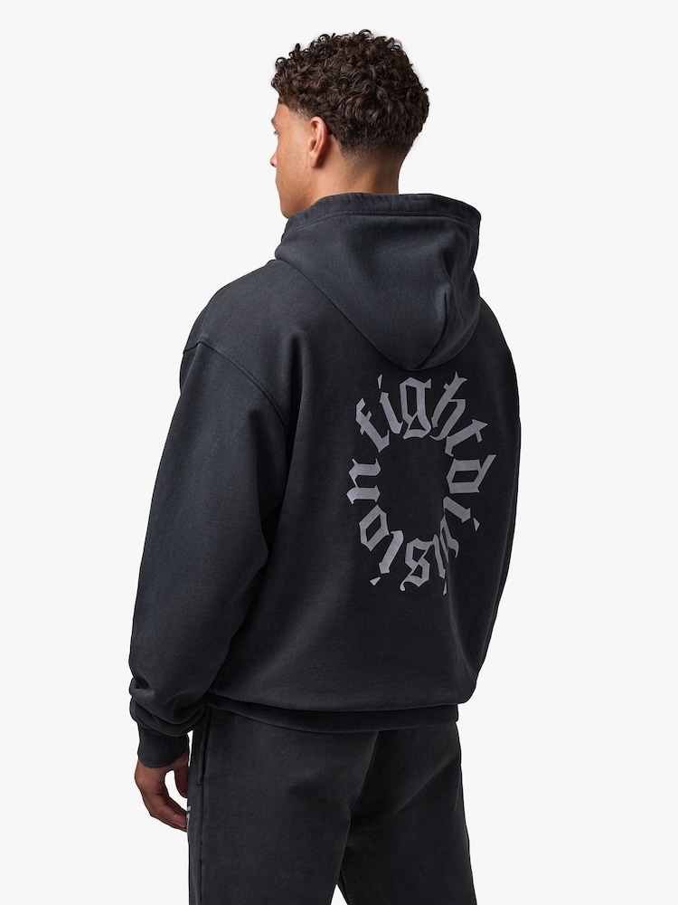 Gym King Black Fight Division Washed Gothic Hoodie - Image 4 of 4 Gym King Black Fight Division Washed Gothic Hoodie - Image 4 of 4